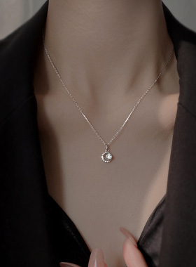 s925纯银月亮星星锁骨链精致轻奢