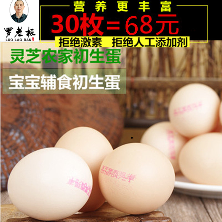正宗罗召华老罗老板灵芝营养初生土鸡蛋新鲜农家宝宝辅食礼盒30枚