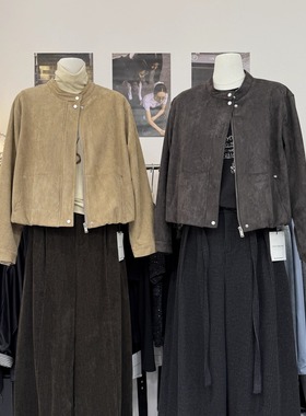 高级感韩系立领鹿皮绒拉链外套女2025年秋冬新款气质宽松百搭潮款