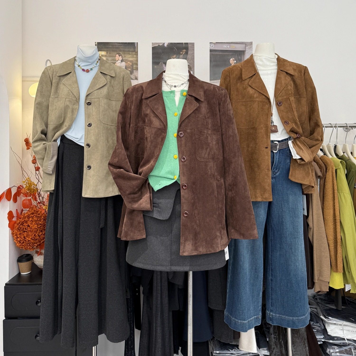 复古美拉德轻奢风鹿皮绒西装外套女2025秋冬季中长款宽松百搭大衣