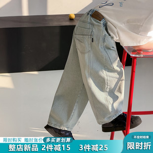 男女童美式牛仔裤春季新款儿童韩范个性超酷弯刀裤中大童休闲长裤