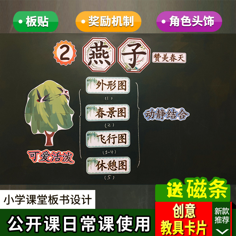 燕子小学语文三年级下册板书设计卡片教具公开课教学黑板赛课板贴