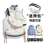 潮牌大码 宽松两面穿马甲男女冬季 加厚情侣装 美式 无袖 保暖棉服外套