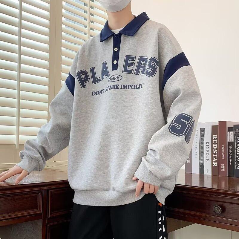春秋季青少年翻领POLO衫卫衣男