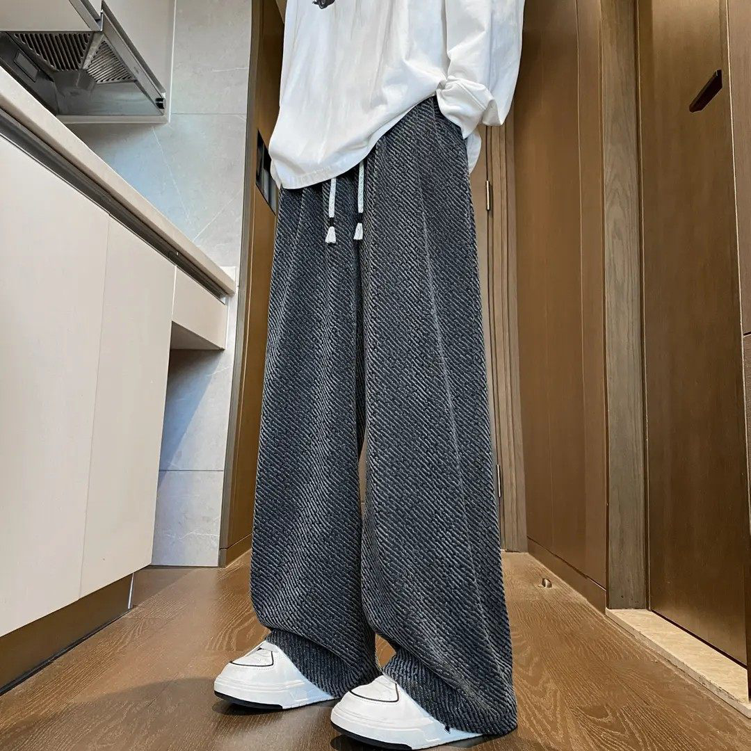 春秋季小香风大码垂感休闲长裤子男款高级感潮牌宽松阔腿运动卫裤,男装,卫裤,淘宝优惠券,粉丝福利购,淘宝优惠卷