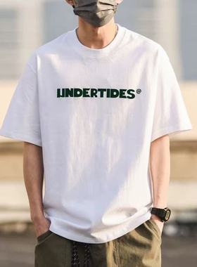 重磅短袖T恤男衣服夏季新款美式纯棉潮牌打底衫白色宽松半袖体恤