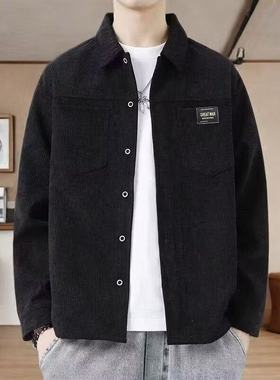 春秋季灯芯绒长袖衬衫男士美式工装复古外套潮牌秋冬宽松痞帅夹克