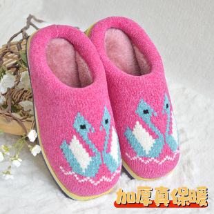 金丝绒网红毛线手工加厚保暖拖鞋防滑耐磨婚嫁月子居家男女成品鞋
