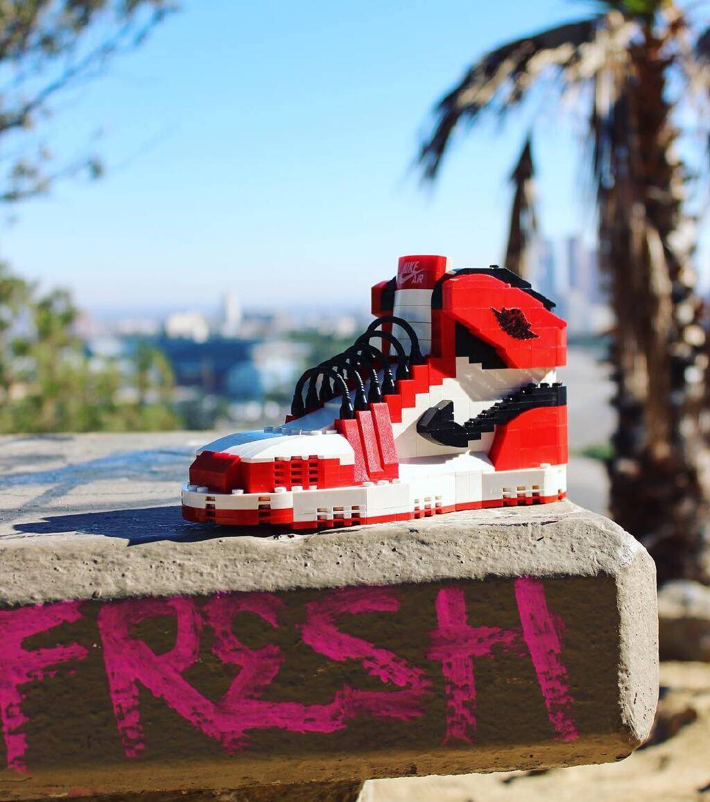 【清仓处理】球鞋积木aj芝加哥兼容送男友礼物砌梦创aj1拼图模型