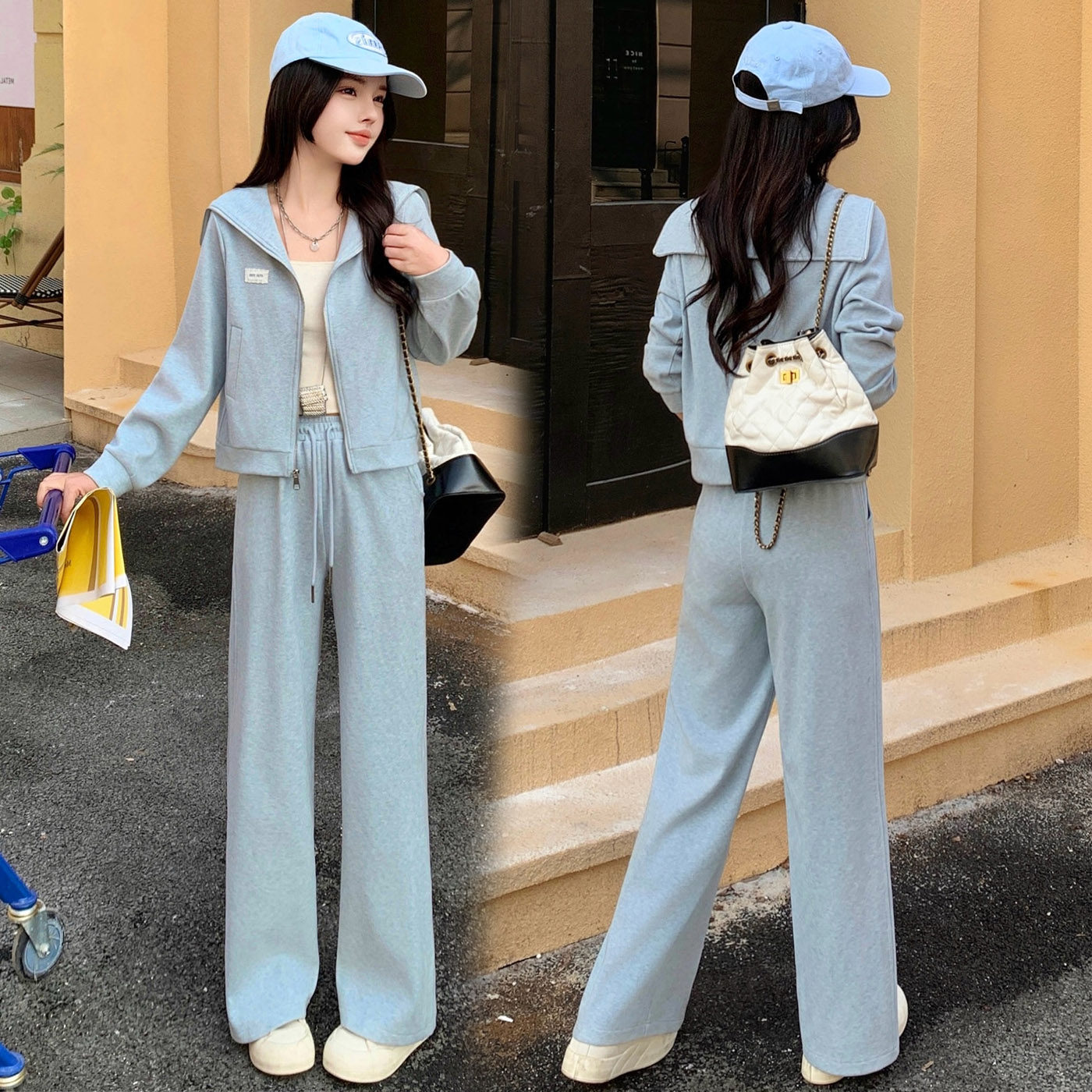 超火穿搭一整套装女2026新款春装独特漂亮绝美卫衣阔腿裤子两件套