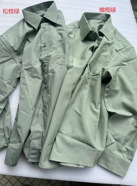 长袖常服衬衣松枝绿休闲透气速干春秋橄榄绿衬衫乐队演出衬衣男