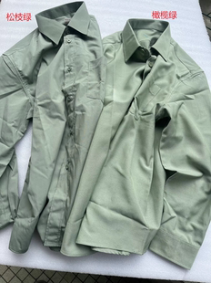 长袖常服衬衣松枝绿休闲透气速干春秋橄榄绿衬衫乐队演出衬衣男