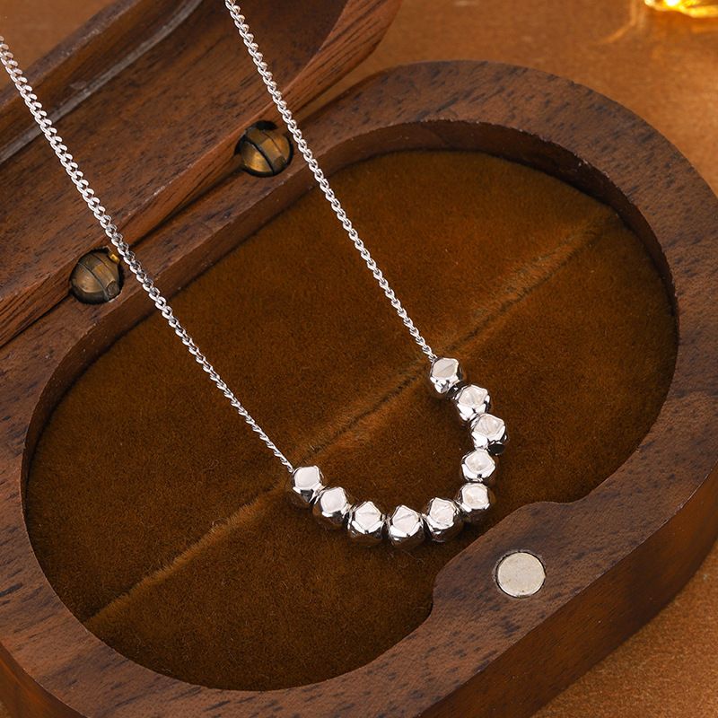 S925纯银碎银子方块项链女百搭高级ins小众设计爆款轻奢锁骨链