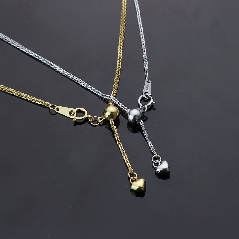 S925纯银18K金肖邦项链女百搭可调节爱心小众轻奢锁骨链项饰