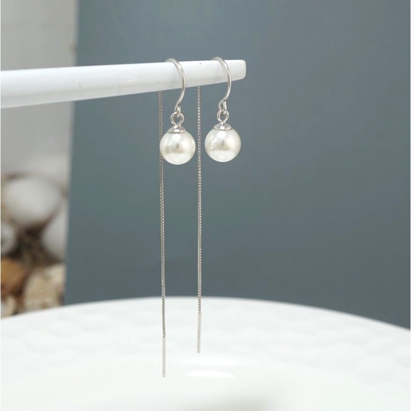 抖音快手热卖s925纯银珍珠耳环长款防丢耳线冷淡风流苏耳饰303EX