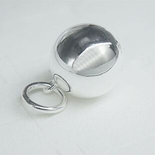 S990足银项链光珠面圆球圆珠银球吊坠转运珠男女款项坠