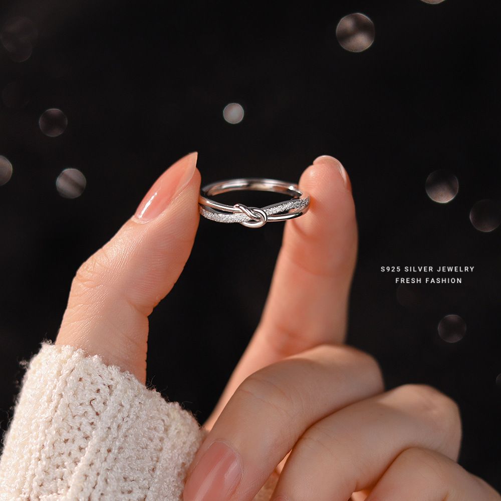 s925纯银素圈戒指女简约时尚轻奢指环小众设计气质个性开口戒