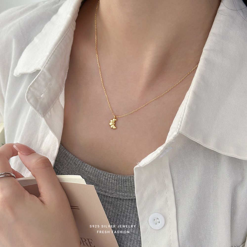 轻奢复古牛角包项链女s925纯银小众设计感百搭时尚锁骨链潮ins风