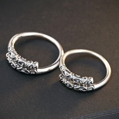 复古做旧金箍棒戒指s925纯银开口可调节黑神话悟空紧箍咒个性指环