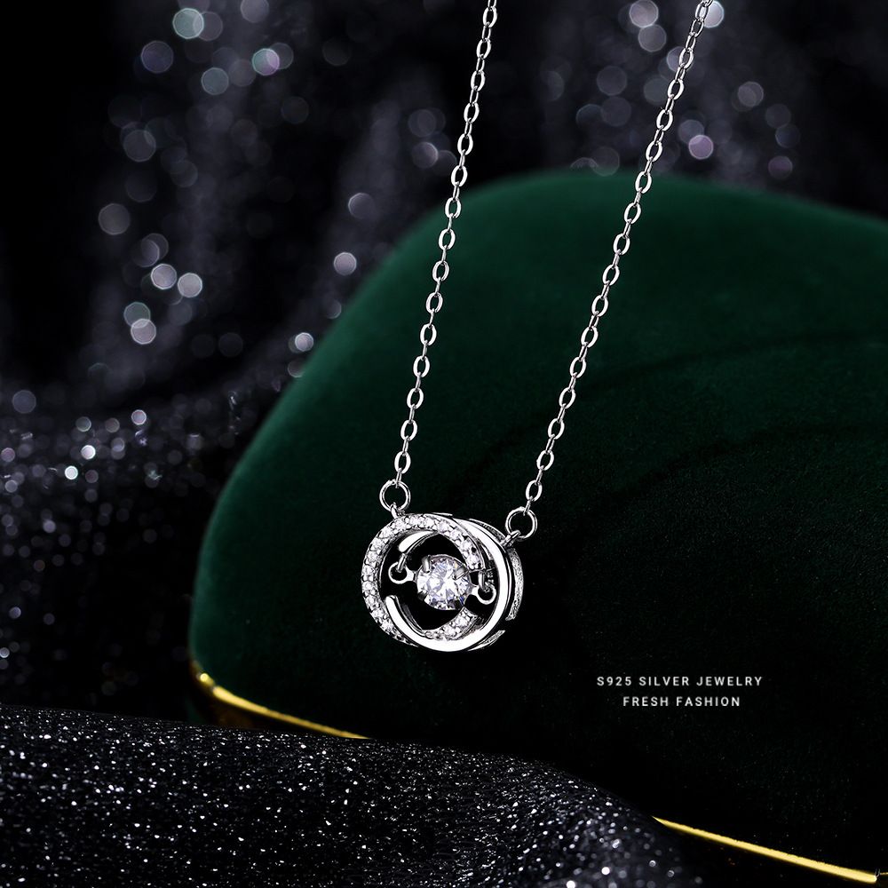 s925纯银项链女双C跳动的心时尚ins高级感设计灵动锁骨链小众百搭