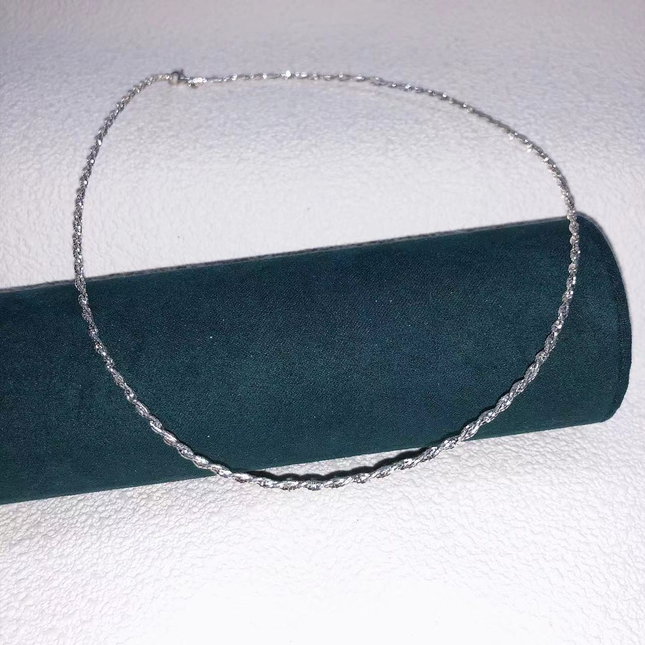 爆款S925纯银满天星车闪工艺项链女轻奢高级感双股缠绕爆闪项圈