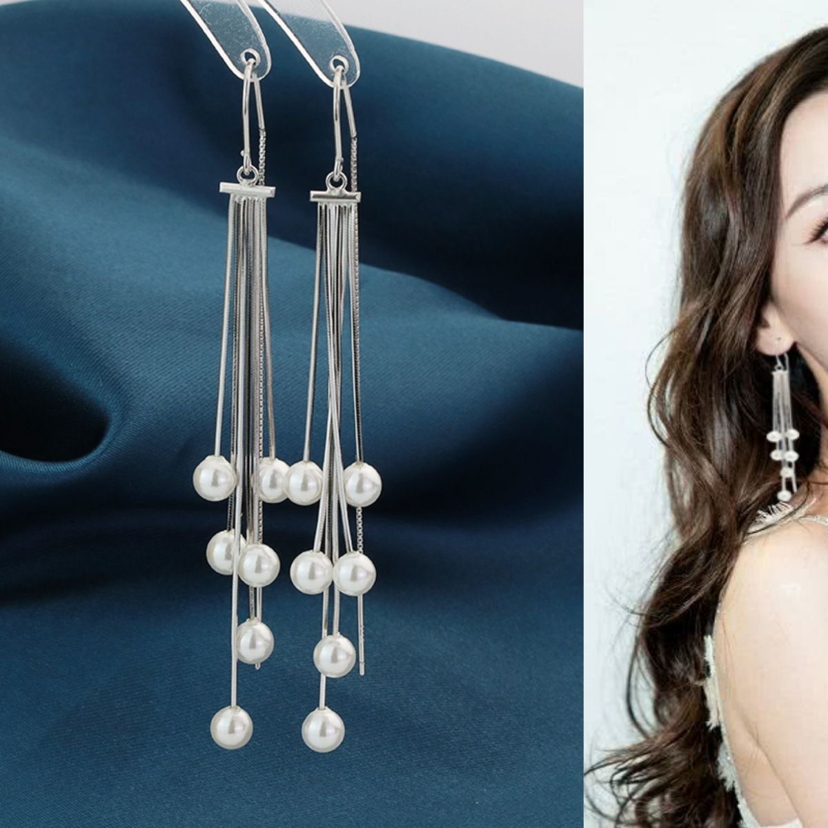 欧美耳饰925纯银韩国气质长款耳坠简约珍珠复古个性流苏耳环403EX