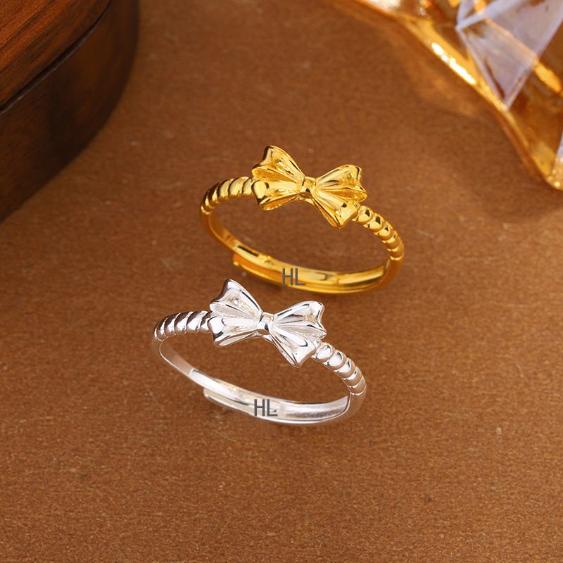 S990纯银蝴蝶结戒指女2025年新品新款潮轻奢小众设计高级感食指戒