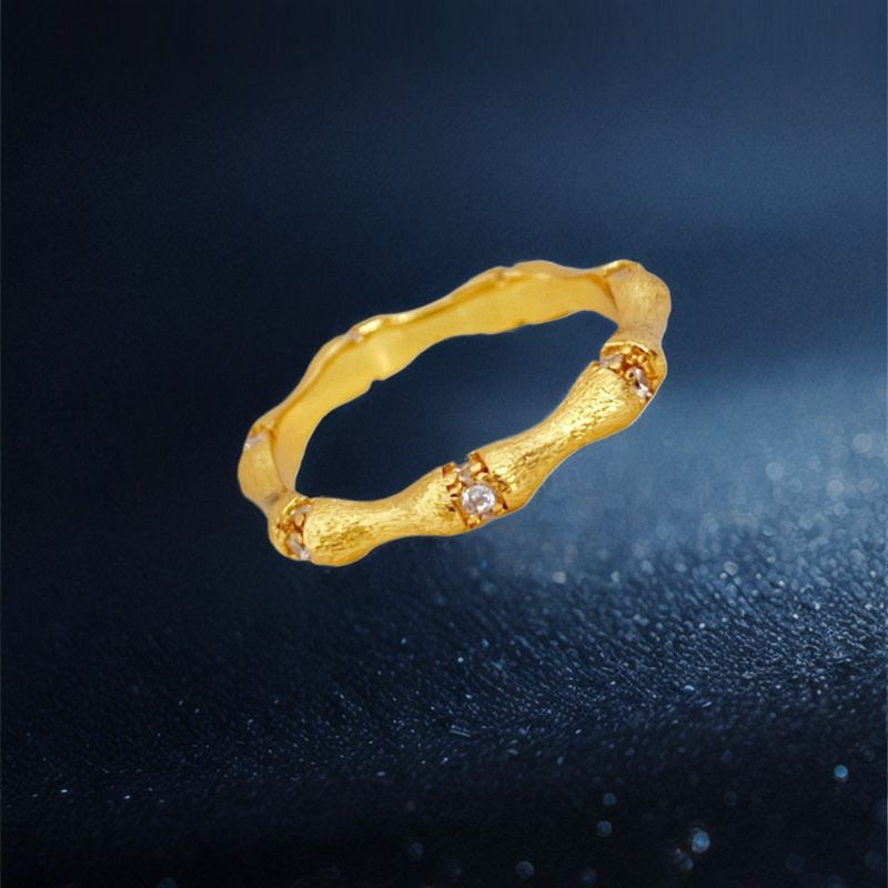 意大利中古拉丝轻奢高级感珠宝新款925纯银拉丝工艺锻面竹节戒指