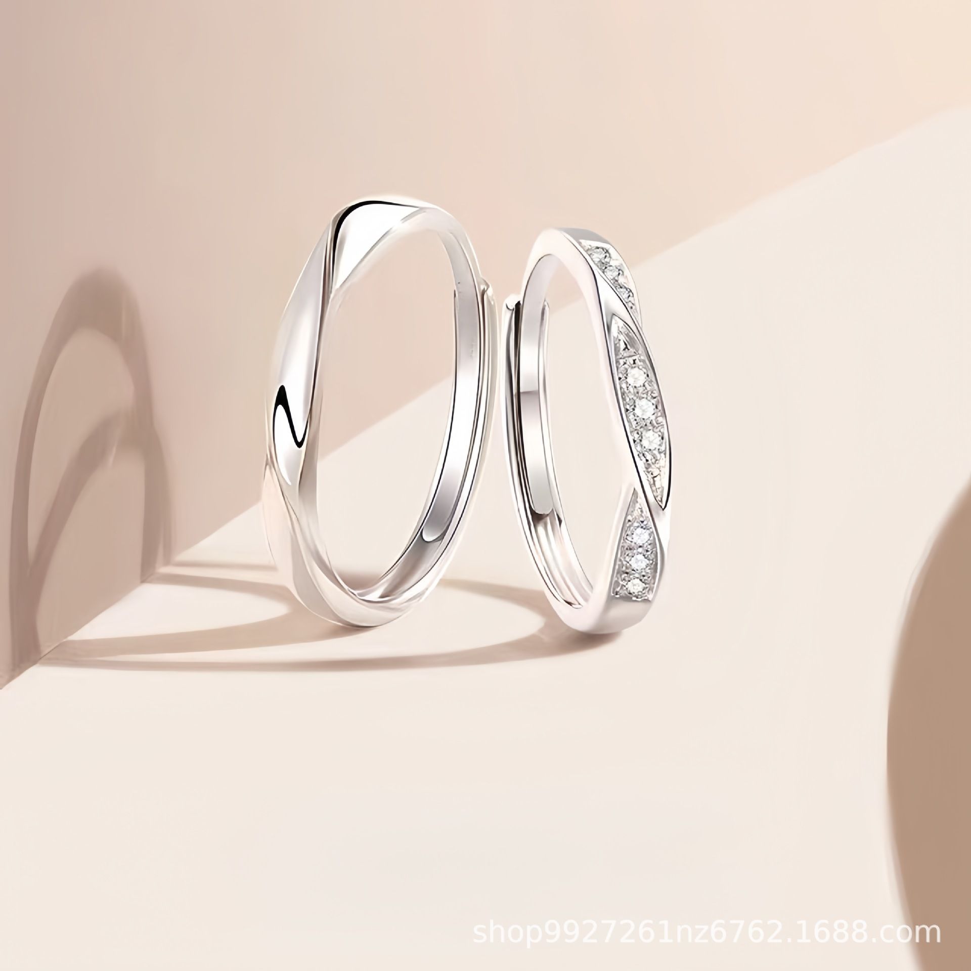 双生结情侣戒男女小众设计简约高级感对戒925纯银戒指女礼物饰品