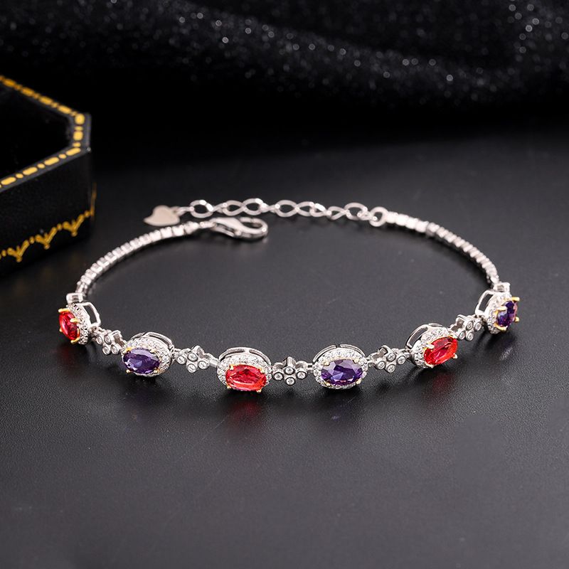 S925纯银彩宝锆石微镶手链女欧美新款爆款轻奢高级感时尚手饰