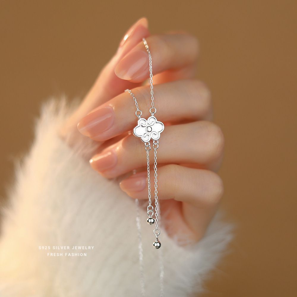 中国风祥云如意流苏项链s925纯银时尚小众设计感锁骨链新年款首饰