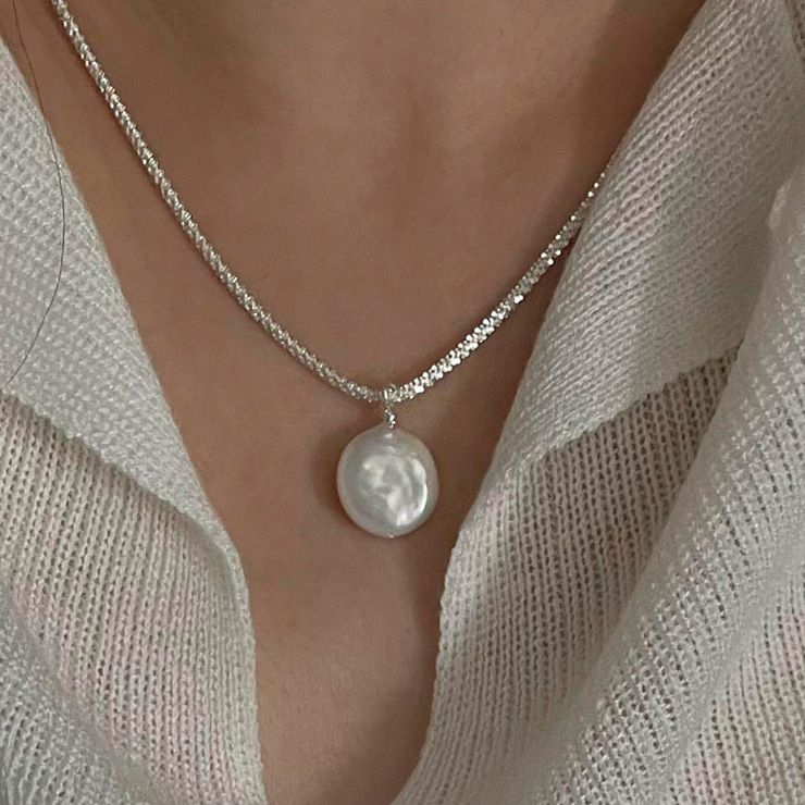 S925纯银巴洛克珍珠满天星项链女老友记莫妮卡同款轻奢小众锁骨链