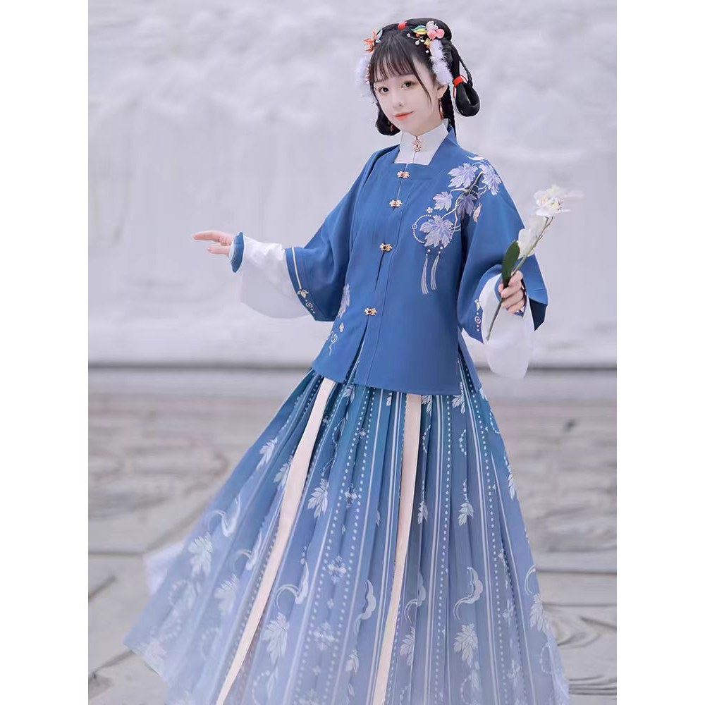 明制汉服出租女款立领中国风中式伴娘服齐腰襦裙漫展走秀演出古装