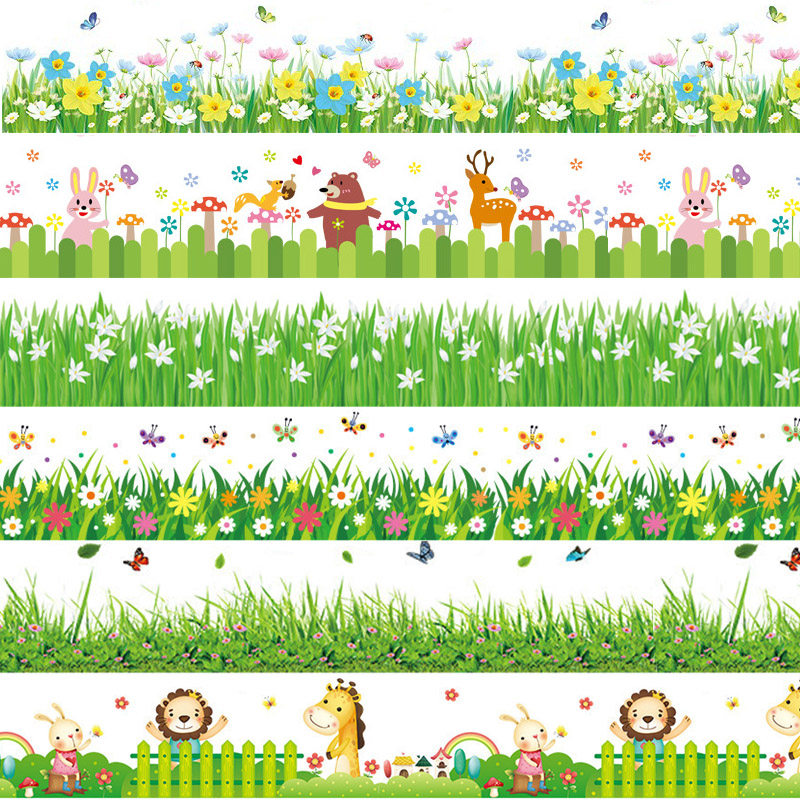 房间装饰花边走廊过道楼梯踢脚线贴饰防水墙贴画花草栅栏墙角贴纸