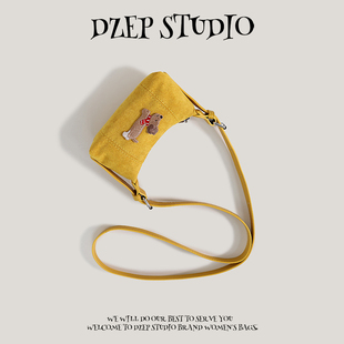 2025新款mini零钱包复古精致麂皮绒手提迷你包斜挎耳机包口红包女