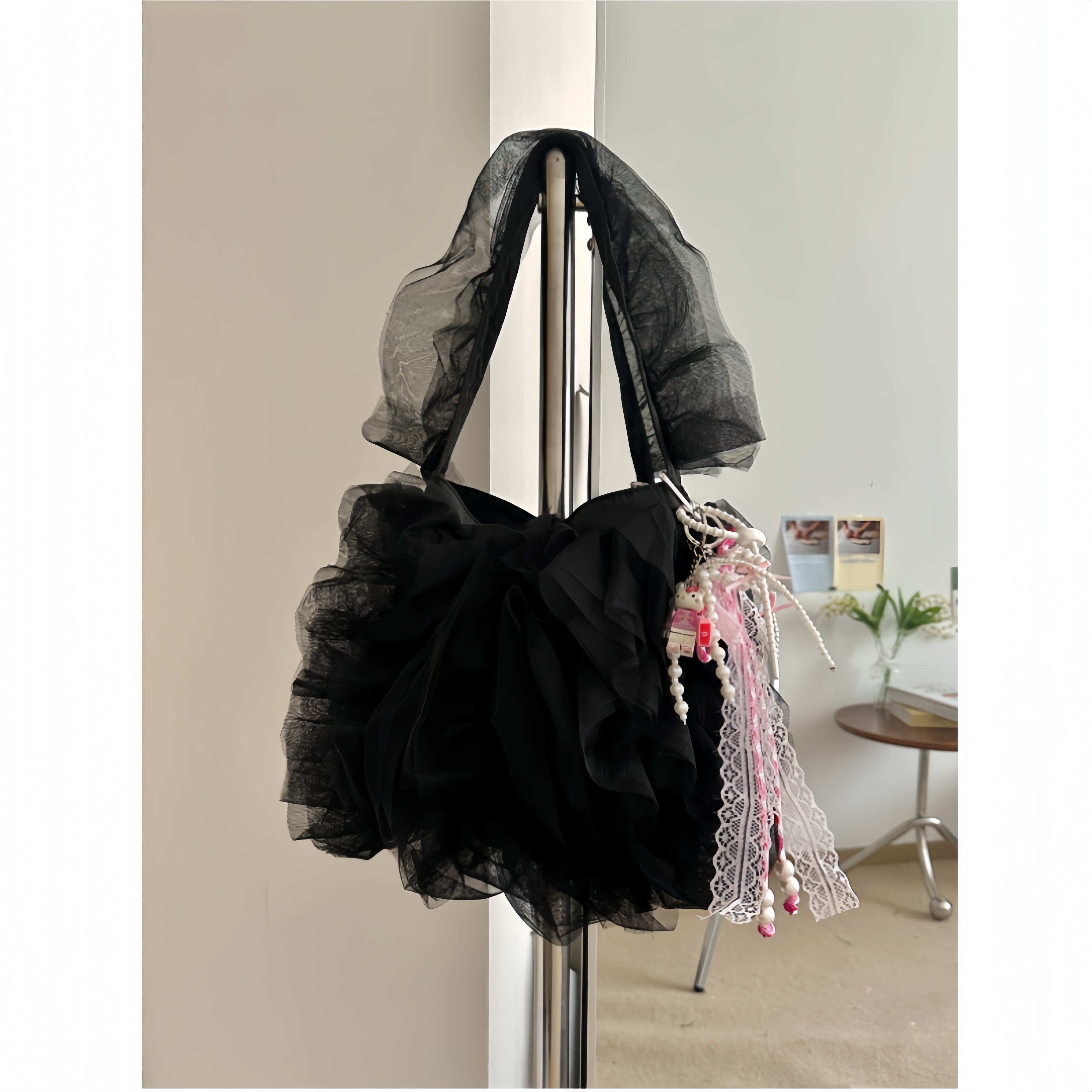 洋气褶皱包散步小包蕾丝水桶包