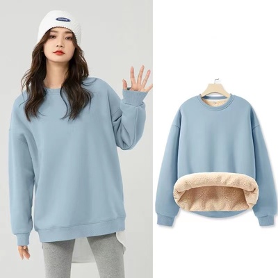 宽松休闲卫衣女秋冬加绒加厚