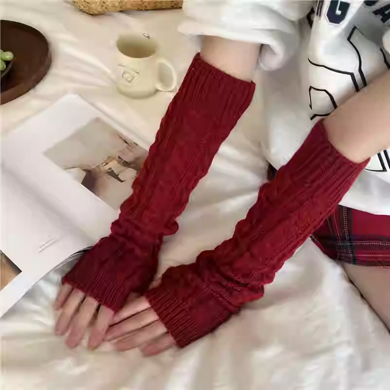 套袖露指男女手臂手袜秋冬手套毛线麻花保暖套露款加厚长加长手指