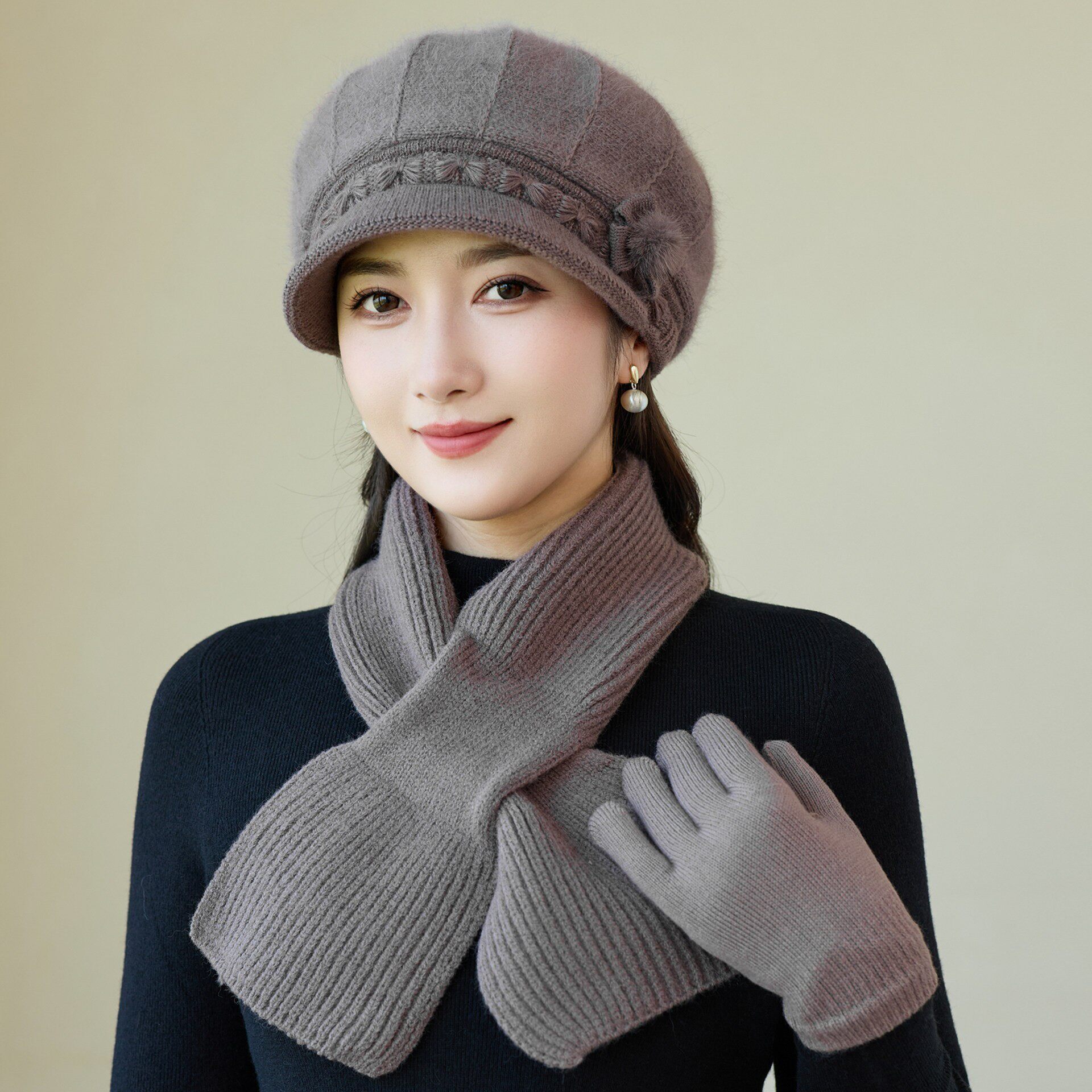 秋冬天女士保暖帽子加绒妈妈护耳帽中老年人毛线帽奶奶针织盆帽冬