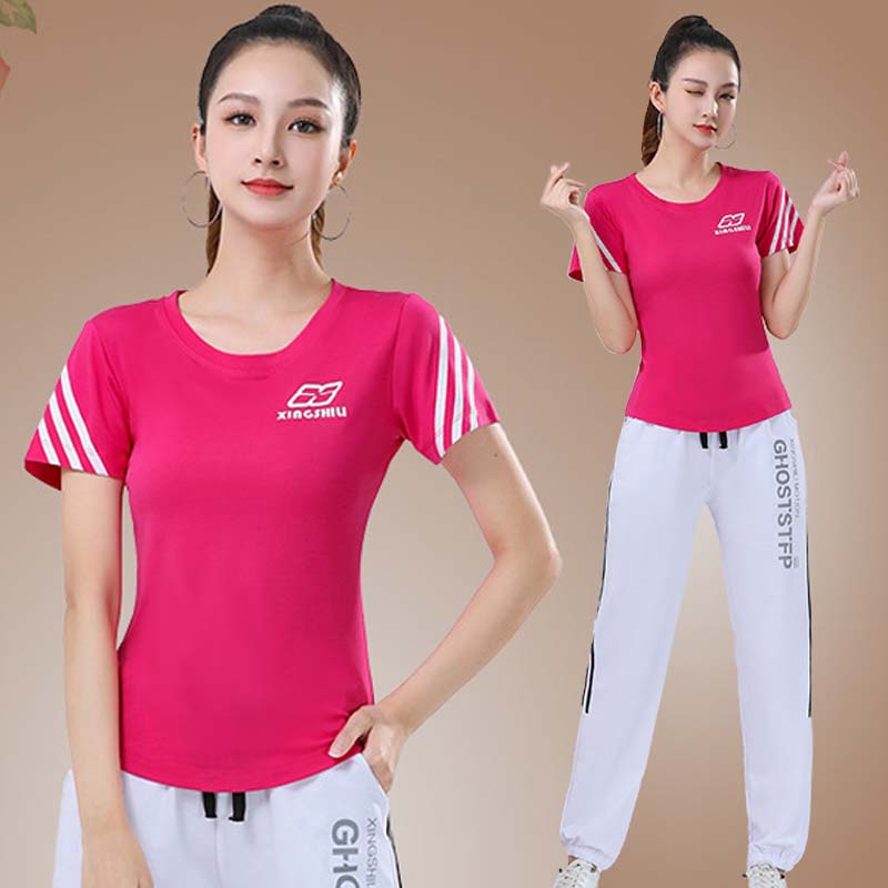 纯棉晨练服广场舞服运动休闲服