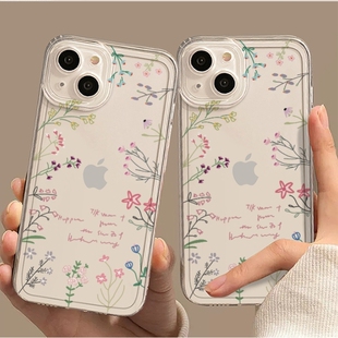 韩系ins春天花朵适用苹果15promax手机壳14新款13小众11透明plus网红情侣xs高级少女iPhone不发黄12防摔x软壳