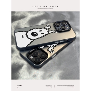 探头小狗适用小米15手机壳小米14/13/12/11磨砂红米k80pro/70/60新款硬壳情侣note14/13高级感男女保护套