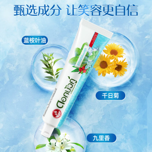 泰国双莲冰泉薄荷牙膏温和清凉去牙渍牙黄清新去口气口臭护龈健齿