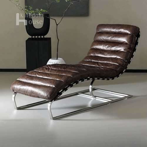 Oviedo chaise lounge中世纪柯布西耶真皮午休躺椅北欧休闲躺椅