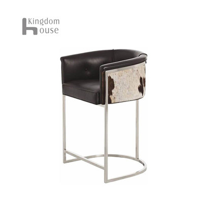 Calvin bar stool北欧毛皮吧台椅家用靠背不锈钢高脚凳现代简约