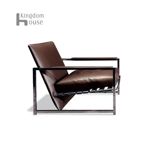 Atlan leather chair设计师皮艺单椅意式沙发椅客厅极简休闲椅