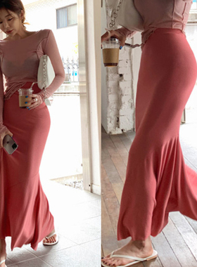 韩国版性感时尚女装当天发夏款垂感舒适显瘦包臀鱼尾半身裙ms