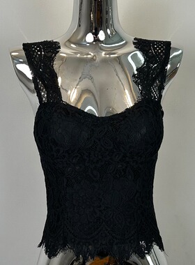 港风辣妹性感纯欲轻熟御姐女装新品带胸垫蕾丝吊带上衣