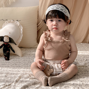 韩版婴儿衣服夏装可爱套装女宝宝套装超萌夏季吊带包屁两件套薄款