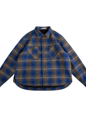 RANDOMHOKER 格纹加厚夹棉保暖棉衣衬衫外套秋冬